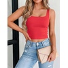 Zeagoo Women’s Square Neck Crop Tops Cute Double Layer Casual Slim Tank(Red)
