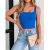 Zeagoo Women’s Square Neck Crop Tops Cute Double Layer Casual Slim Tank(Royal Blue)