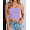 Zeagoo Women’s Square Neck Crop Tops Cute Double Layer Casual Slim Tank(Violet)