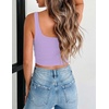 Zeagoo Women’s Square Neck Crop Tops Cute Double Layer Casual Slim Tank(Violet)
