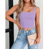 Zeagoo Women’s Square Neck Crop Tops Cute Double Layer Casual Slim Tank(Violet)