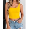 Zeagoo Women’s Square Neck Crop Tops Cute Double Layer Casual Slim Tank(Yellow)