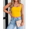 Zeagoo Women’s Square Neck Crop Tops Cute Double Layer Casual Slim Tank(Yellow)