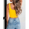 Zeagoo Women’s Square Neck Crop Tops Cute Double Layer Casual Slim Tank(Yellow)