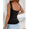 Zeagoo Women’s Square Neck Double Lined Tank Tops Cute Summer Top(Black)