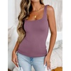 Zeagoo Women’s Square Neck Double Lined Tank Tops Cute Summer Top(Dark Purple)