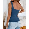 Zeagoo Women’s Square Neck Double Lined Tank Tops Cute Summer Top(Deep Blue)