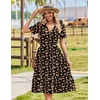Zeagoo Womens Summer Casual Dresses Short Sleeve Midi Warp V-Neck Floral Dress with Pockets Tiered Flowy A Line Sundress(Black Orange Floral)
