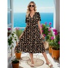 Zeagoo Womens Summer Casual Dresses Short Sleeve Midi Warp V-Neck Floral Dress with Pockets Tiered Flowy A Line Sundress(Black Orange Floral)