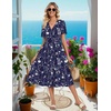 Zeagoo Womens Summer Casual Dresses Short Sleeve Midi Warp V-Neck Floral Dress with Pockets Tiered Flowy A Line Sundress(Blue Floral)