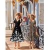 Zeagoo Womens Summer Casual Dresses Short Sleeve Midi Warp V-Neck Floral Dress with Pockets Tiered Flowy A Line Sundress(Bohemian Orange)