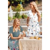 Zeagoo Womens Summer Casual Dresses Short Sleeve Midi Warp V-Neck Floral Dress with Pockets Tiered Flowy A Line Sundress(Green Floral)