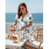 Zeagoo Womens Summer Casual Dresses Short Sleeve Midi Warp V-Neck Floral Dress with Pockets Tiered Flowy A Line Sundress(White Green Leaf)