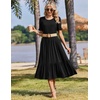 Zeagoo Womens Summer Dresses 2026 Casual Midi Dress Flowy Sundress Ruffle Short Sleeve Tiered Dresses A Line Boho Dress(A-black)