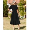 Zeagoo Womens Summer Dresses 2026 Casual Midi Dress Flowy Sundress Ruffle Short Sleeve Tiered Dresses A Line Boho Dress(A-black)