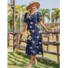 Zeagoo Womens Summer Dresses 2026 Casual Midi Dress Flowy Sundress Ruffle Short Sleeve Tiered Dresses A Line Boho Dress(A-navy Floral 01)