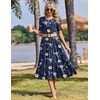 Zeagoo Womens Summer Dresses 2026 Casual Midi Dress Flowy Sundress Ruffle Short Sleeve Tiered Dresses A Line Boho Dress(A-navy Floral 01)
