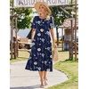 Zeagoo Womens Summer Dresses 2026 Casual Midi Dress Flowy Sundress Ruffle Short Sleeve Tiered Dresses A Line Boho Dress(A-navy Floral 01)