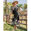 Zeagoo Womens Summer Dresses 2026 Casual Midi Dress Flowy Sundress Ruffle Short Sleeve Tiered Dresses A Line Boho Dress(Black Floral)
