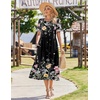 Zeagoo Womens Summer Dresses 2026 Casual Midi Dress Flowy Sundress Ruffle Short Sleeve Tiered Dresses A Line Boho Dress(Black Floral)