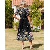Zeagoo Womens Summer Dresses 2026 Casual Midi Dress Flowy Sundress Ruffle Short Sleeve Tiered Dresses A Line Boho Dress(Black Floral)