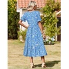 Zeagoo Womens Summer Dresses 2026 Casual Midi Dress Flowy Sundress Ruffle Short Sleeve Tiered Dresses A Line Boho Dress(Blue Floral)