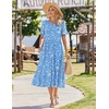 Zeagoo Womens Summer Dresses 2026 Casual Midi Dress Flowy Sundress Ruffle Short Sleeve Tiered Dresses A Line Boho Dress(Blue Floral)