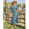 Zeagoo Womens Summer Dresses 2026 Casual Midi Dress Flowy Sundress Ruffle Short Sleeve Tiered Dresses A Line Boho Dress(Blue Green Floral)