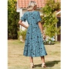 Zeagoo Womens Summer Dresses 2026 Casual Midi Dress Flowy Sundress Ruffle Short Sleeve Tiered Dresses A Line Boho Dress(Blue Green Floral)