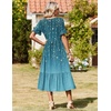 Zeagoo Womens Summer Dresses 2026 Casual Midi Dress Flowy Sundress Ruffle Short Sleeve Tiered Dresses A Line Boho Dress(Blue Green Printed)