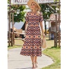 Zeagoo Womens Summer Dresses 2026 Casual Midi Dress Flowy Sundress Ruffle Short Sleeve Tiered Dresses A Line Boho Dress(Boho Orange)