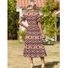 Zeagoo Womens Summer Dresses 2026 Casual Midi Dress Flowy Sundress Ruffle Short Sleeve Tiered Dresses A Line Boho Dress(Boho Orange)
