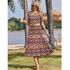 Zeagoo Womens Summer Dresses 2026 Casual Midi Dress Flowy Sundress Ruffle Short Sleeve Tiered Dresses A Line Boho Dress(Boho Orange)