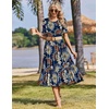 Zeagoo Womens Summer Dresses 2026 Casual Midi Dress Flowy Sundress Ruffle Short Sleeve Tiered Dresses A Line Boho Dress(Boho Printed)