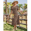 Zeagoo Womens Summer Dresses 2026 Casual Midi Dress Flowy Sundress Ruffle Short Sleeve Tiered Dresses A Line Boho Dress(Brown Floral)