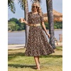 Zeagoo Womens Summer Dresses 2026 Casual Midi Dress Flowy Sundress Ruffle Short Sleeve Tiered Dresses A Line Boho Dress(Brown Floral)