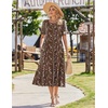 Zeagoo Womens Summer Dresses 2026 Casual Midi Dress Flowy Sundress Ruffle Short Sleeve Tiered Dresses A Line Boho Dress(Brown Floral)