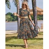 Zeagoo Womens Summer Dresses 2026 Casual Midi Dress Flowy Sundress Ruffle Short Sleeve Tiered Dresses A Line Boho Dress(Chic Printed 02)