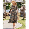 Zeagoo Womens Summer Dresses 2026 Casual Midi Dress Flowy Sundress Ruffle Short Sleeve Tiered Dresses A Line Boho Dress(Chic Printed 02)