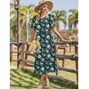 Zeagoo Womens Summer Dresses 2026 Casual Midi Dress Flowy Sundress Ruffle Short Sleeve Tiered Dresses A Line Boho Dress(Deep Green Floral)