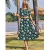 Zeagoo Womens Summer Dresses 2026 Casual Midi Dress Flowy Sundress Ruffle Short Sleeve Tiered Dresses A Line Boho Dress(Deep Green Floral)