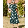 Zeagoo Womens Summer Dresses 2026 Casual Midi Dress Flowy Sundress Ruffle Short Sleeve Tiered Dresses A Line Boho Dress(Deep Green Floral)