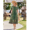 Zeagoo Womens Summer Dresses 2026 Casual Midi Dress Flowy Sundress Ruffle Short Sleeve Tiered Dresses A Line Boho Dress(Green Floral)