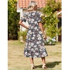 Zeagoo Womens Summer Dresses 2026 Casual Midi Dress Flowy Sundress Ruffle Short Sleeve Tiered Dresses A Line Boho Dress(Grey Flower)
