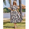 Zeagoo Womens Summer Dresses 2026 Casual Midi Dress Flowy Sundress Ruffle Short Sleeve Tiered Dresses A Line Boho Dress(Grey Flower)