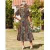 Zeagoo Womens Summer Dresses 2026 Casual Midi Dress Flowy Sundress Ruffle Short Sleeve Tiered Dresses A Line Boho Dress(Hot Chic Printed)
