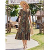 Zeagoo Womens Summer Dresses 2026 Casual Midi Dress Flowy Sundress Ruffle Short Sleeve Tiered Dresses A Line Boho Dress(Hot Chic Printed)