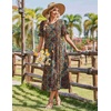 Zeagoo Womens Summer Dresses 2026 Casual Midi Dress Flowy Sundress Ruffle Short Sleeve Tiered Dresses A Line Boho Dress(Hot Chic Printed)
