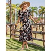 Zeagoo Womens Summer Dresses 2026 Casual Midi Dress Flowy Sundress Ruffle Short Sleeve Tiered Dresses A Line Boho Dress(Mixed Flower)