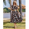Zeagoo Womens Summer Dresses 2026 Casual Midi Dress Flowy Sundress Ruffle Short Sleeve Tiered Dresses A Line Boho Dress(Mixed Flower)